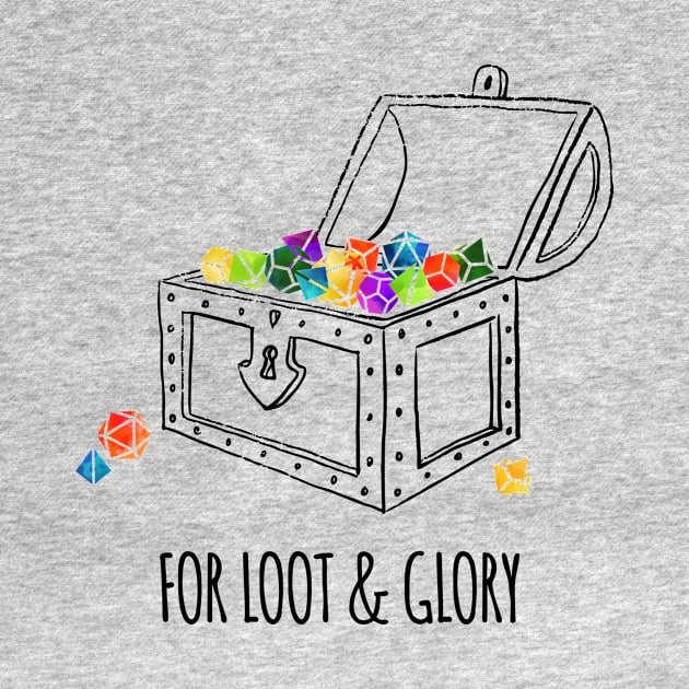 For Loot & Glory! - rainbow & black - LGBTQ+ ttrpg dice by SJart